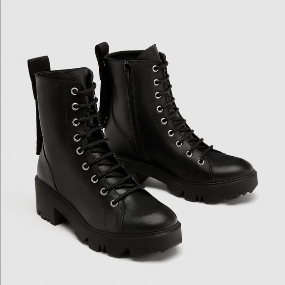 Zara Shoes - Zara black leather flat ankle boots